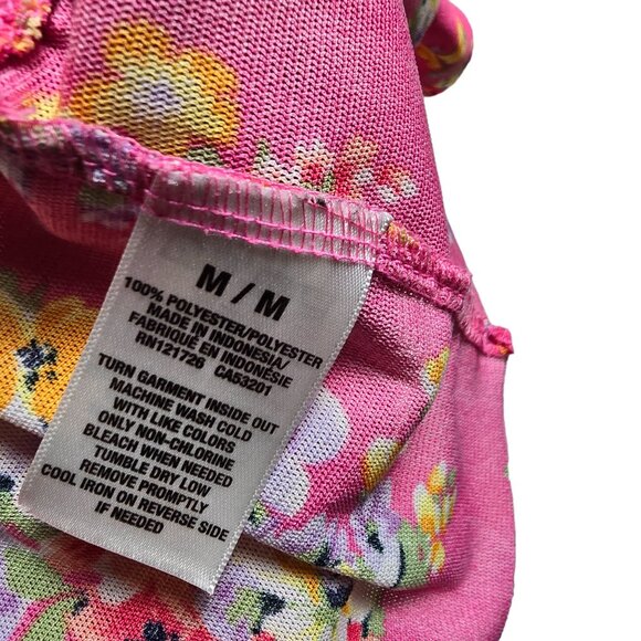 Aeropostale Pink Sheer Tank with Floral Pattern Size M Excellent Condition - Picture 4 of 7